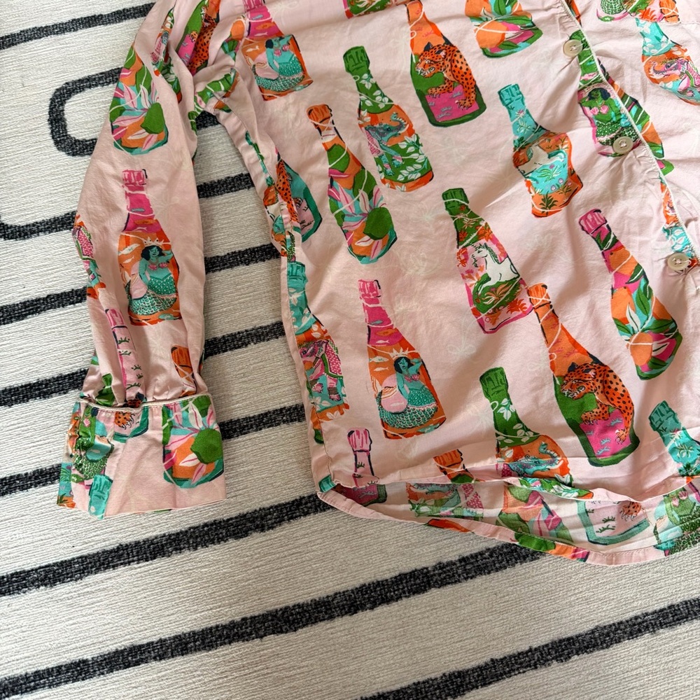 Printfresh Pop the Bubbly Long Cotton Pajama Set Size Medium - Picture 5 of 12